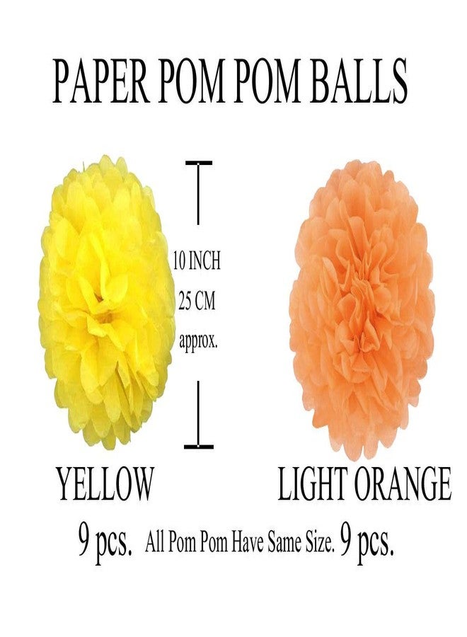 AMFIN 18 Pcs. 10" Tissue Paper Pom Pom Flower Balls for Birthday Wedding Party Anniversary Welcome Baby Shower Decorations - Light Orange & Yellow - Image 4